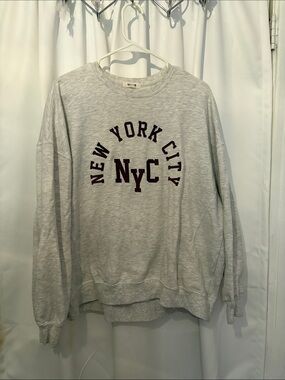 Garage Light Gray Crewneck Sweatshirt with Maroon NYC Graphic